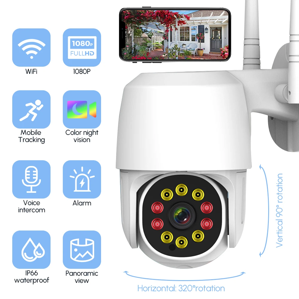 IP-камера наружная 1080P PTZ Wi-Fi ИК ночное видение | Безопасность и защита