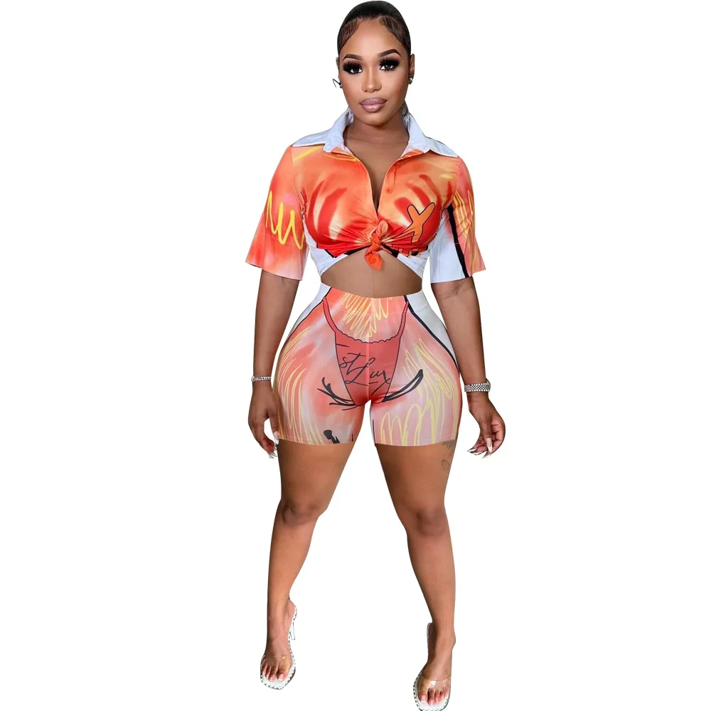 Женский комплект из 2 предметов с 3D-принтом летний женский спортивный костюм