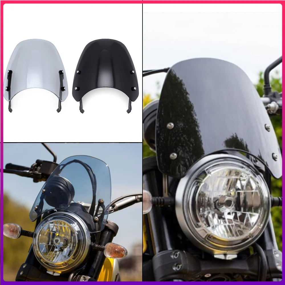 Фото Ветровое стекло для мотоцикла Ducati Scrambler 400 800 Classic Icon 2015-2022, обтекатель фары, ветроотражатель №1