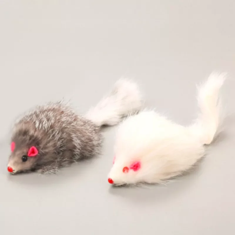 

2023NEW 18cm Cat Pet Toys Real Fur Cat Long-haired Tail Feathers Mice Mouse Rabbit Cat Dog Toys New