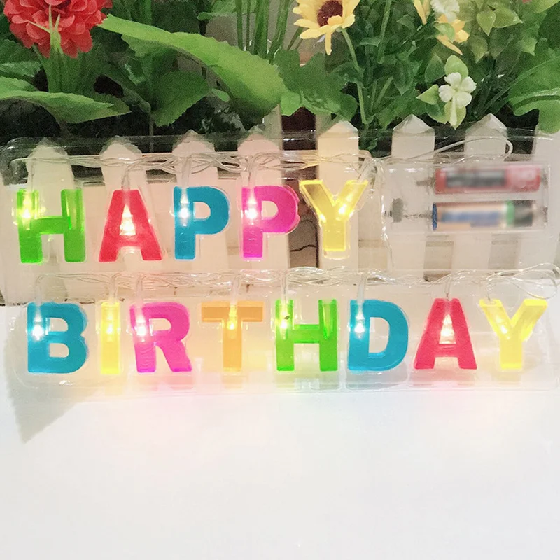 

Светодиодная гирлянда на батарейках в форме букв на день рождения и Рождество