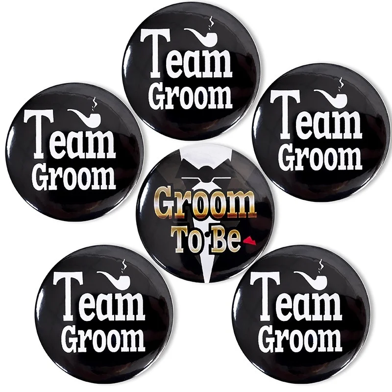 

1-6Pcs Groom To Be Team Groom Badge Bachelorette Hen Party Team Bride To Be Bridal Shower Bridesmaid Gift Wedding Decoration