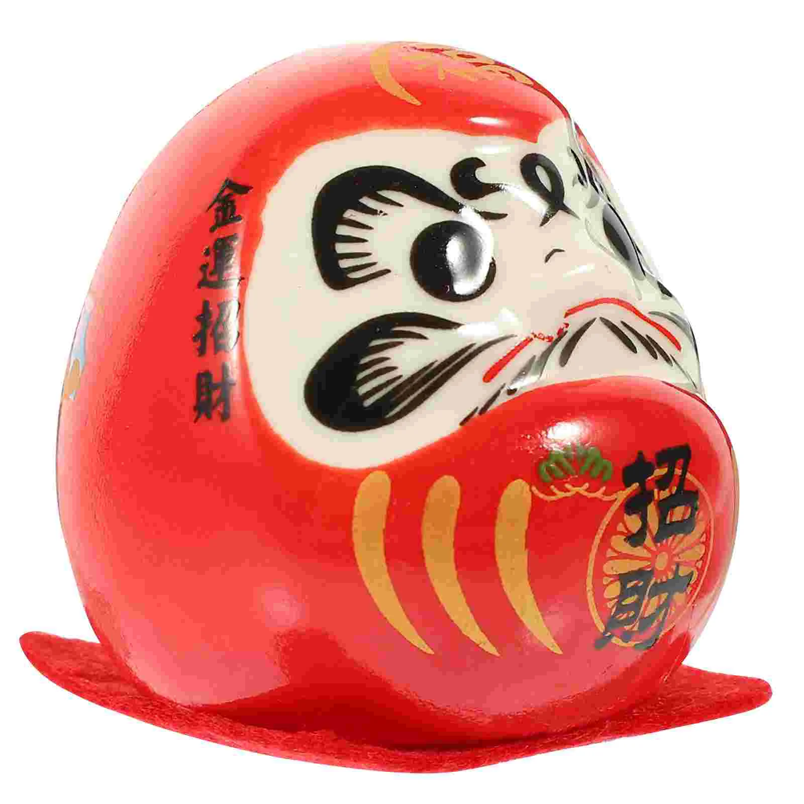 Dharma Eggs Ceramic Ornament Daruma Luck Decor Japanese Ornaments Car Figurines Wealth Accessories