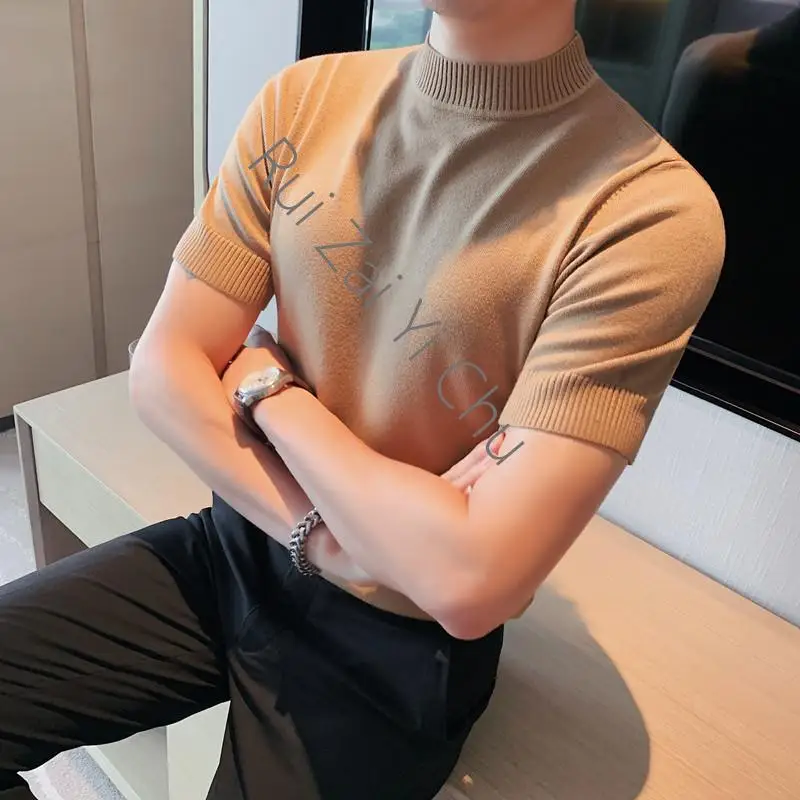 Autumn Winter New Turtleneck Sweaters for Men Clothing 2023 Simple Slim Fit Casual Knitted Pullovers Pull Plus Size 4Xl-M