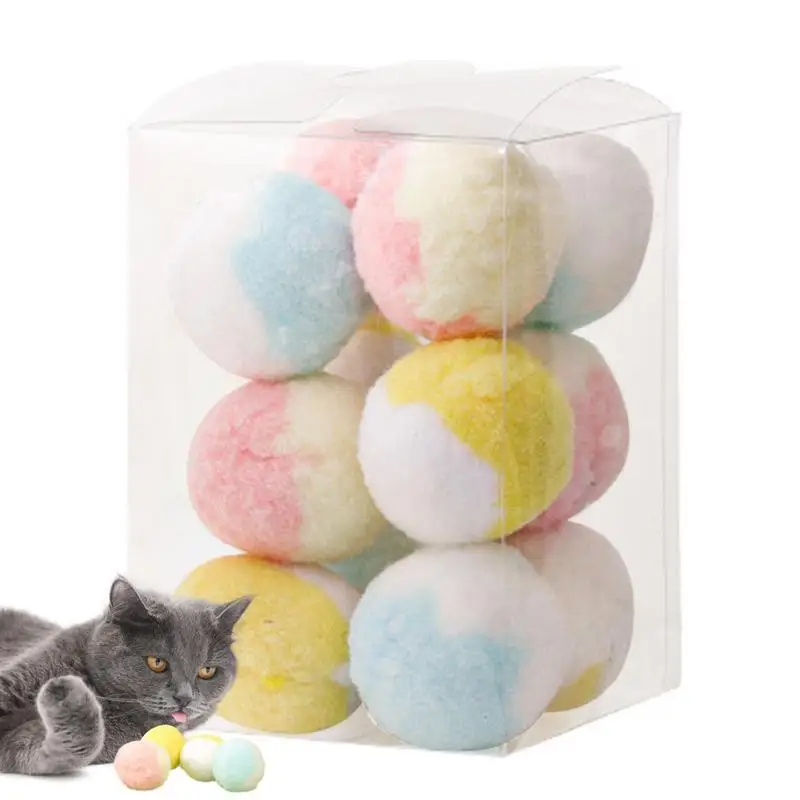 

Soft Cat Toys Cute Funny Elastic Plush Ball Cat Pompoms Creative Colorful Interactive Cat Toy Durable Noiseless Bouncy Balls