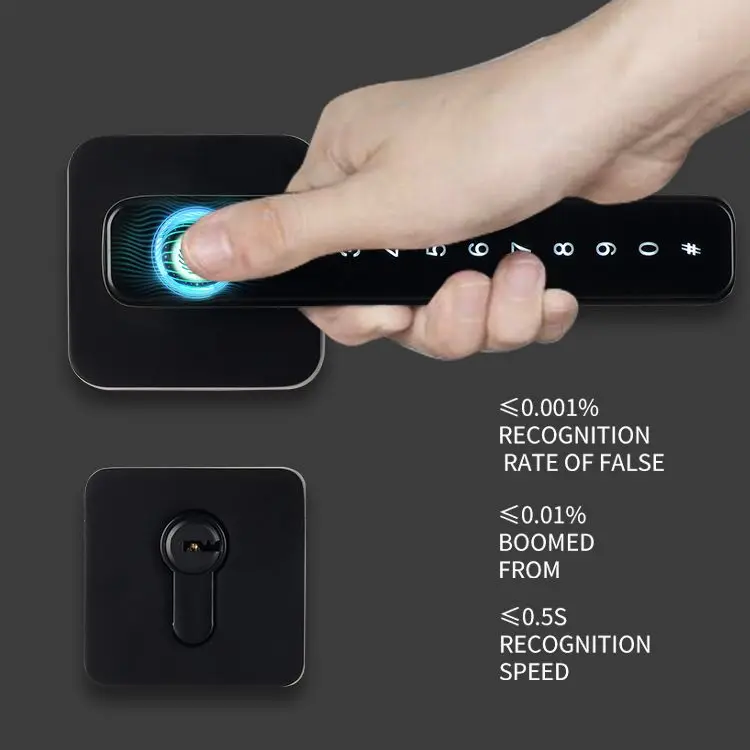 Kingku Smart Door Handle with Fingerprint Password Remotely Unlock，Digital Lock Tuya App，Keyless Entry for Interior Doors |