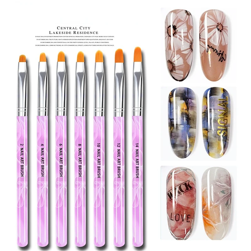 

Кисть для ногтей, набор из 7 кисточек для фототерапии с волнообразным шестом, набор карандашей для фототерапии, инструменты для ногтей