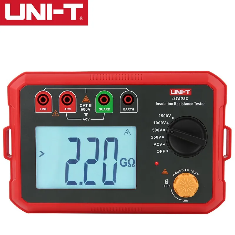 UNI-T Insulation Resistance Tester UT501A UT501C UT502A UT502C Digital Megometer Megohmmeter Ohm Tester Auto Range Backlight