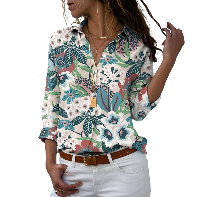 Женская свободная рубашка в европейском и американском стиле с длинными