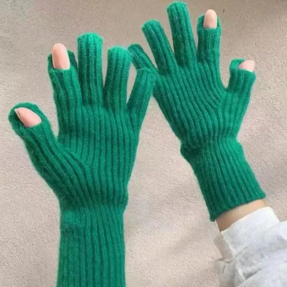 

Simple Adults Gloves Knitted Comfortable Autumn Winter Girls Cycling Bike Gloves Non-shrink Ladies Gloves for Outdoor