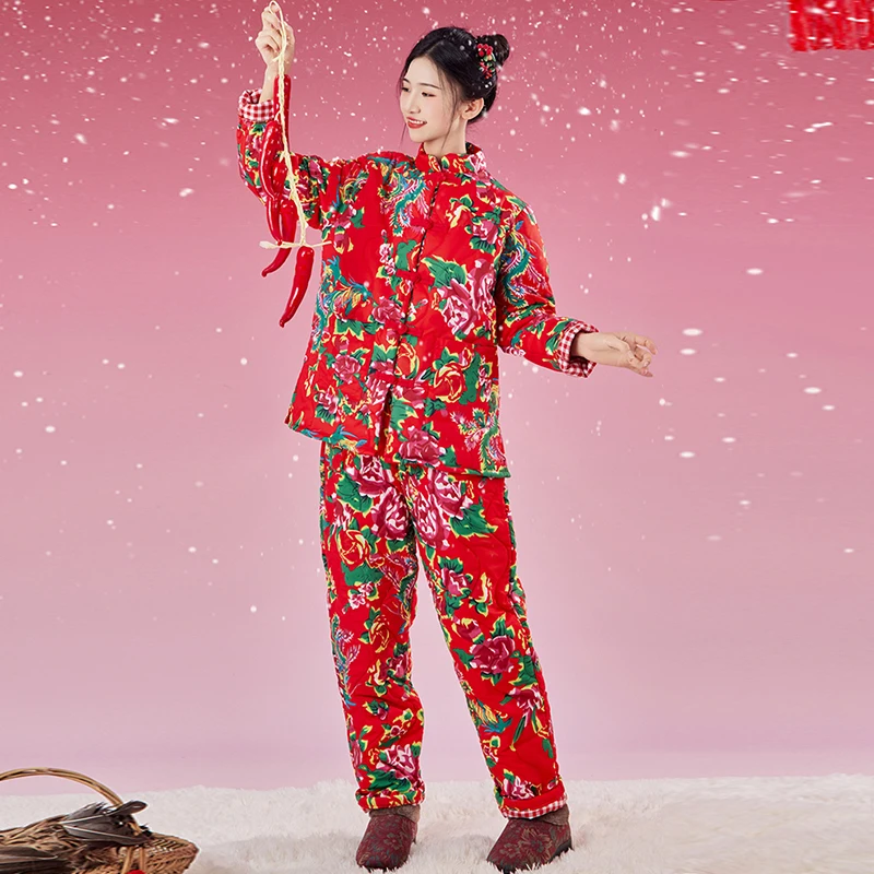 Стеганая куртка с большим цветком на северо-востоке стеганая Young Sle Chinese женская