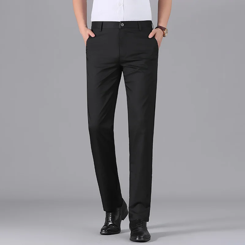 

Spring summer new skin-friendly breathable casual trousers straight middle-aged business long pants men's wear