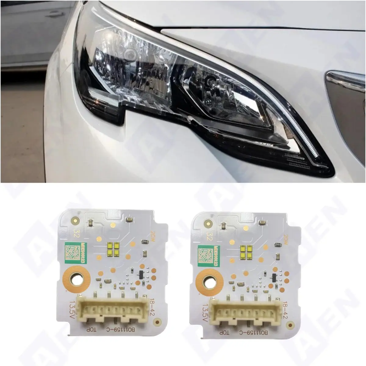 

Белые дневные ходовые огни, светодиодные платы DRL, 8 контактов для Peugeot GT 4008 5008 3008 2017-2020 годов, галогенная фара B011159-C