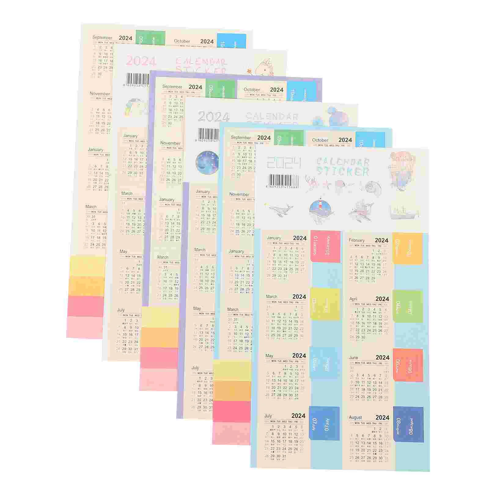

24 Sheets Self-adhesive Sticky Tabs Monthly Calendar Stickers Colored Calendar Index Stickers