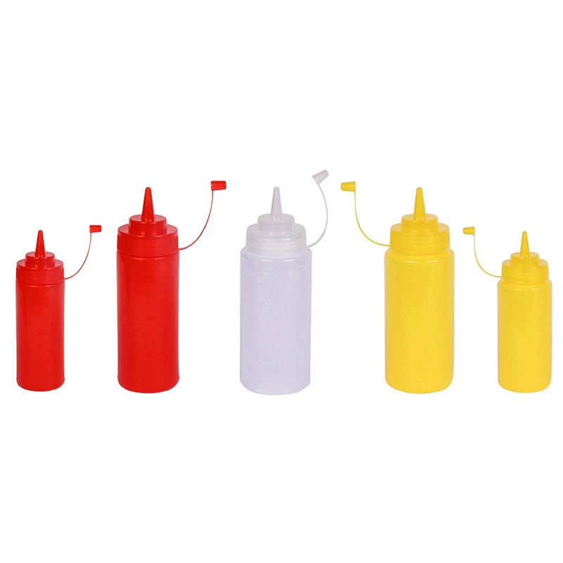 

230ml/450ml Condiment Squeeze Bottles For Ketchup Mustard Mayo Hot Sauces Olive Oil Bottles Kitchen Gadget White/Red/Yellow