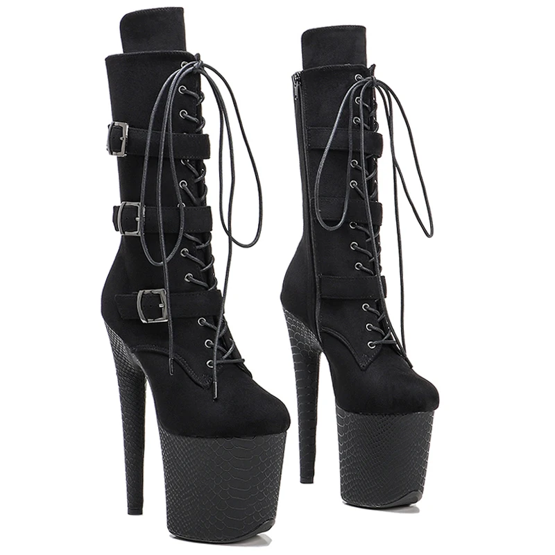 Leecabe 20CM/8Inch Suede Upper Platform lady fashion ankle boots    party   High Heels Pole Dance boot
