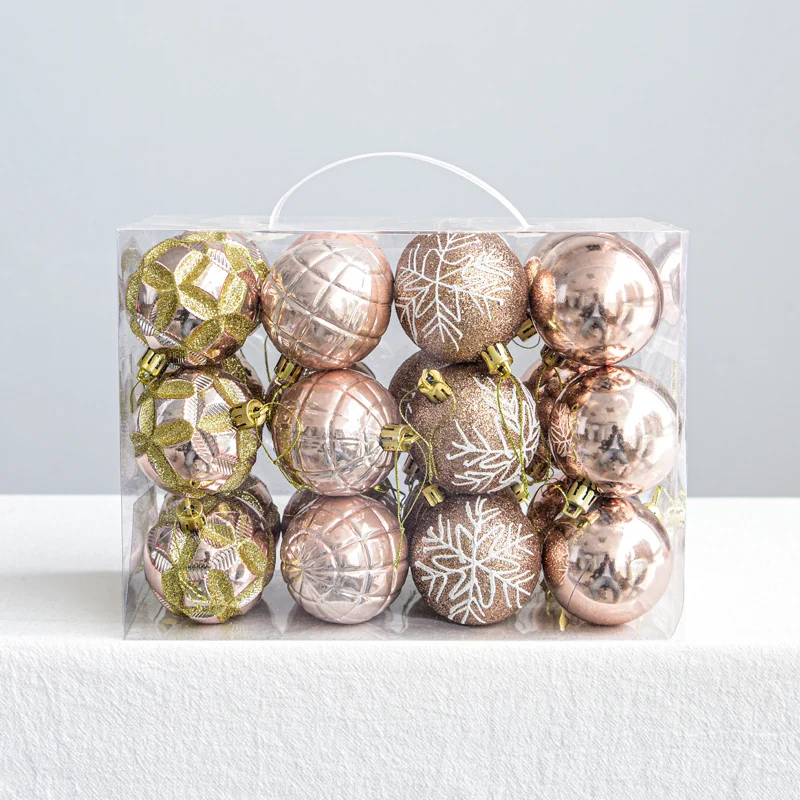 

6cm painted pearl Christmas ball gift box with 24 bright Christmas ball hanging balls