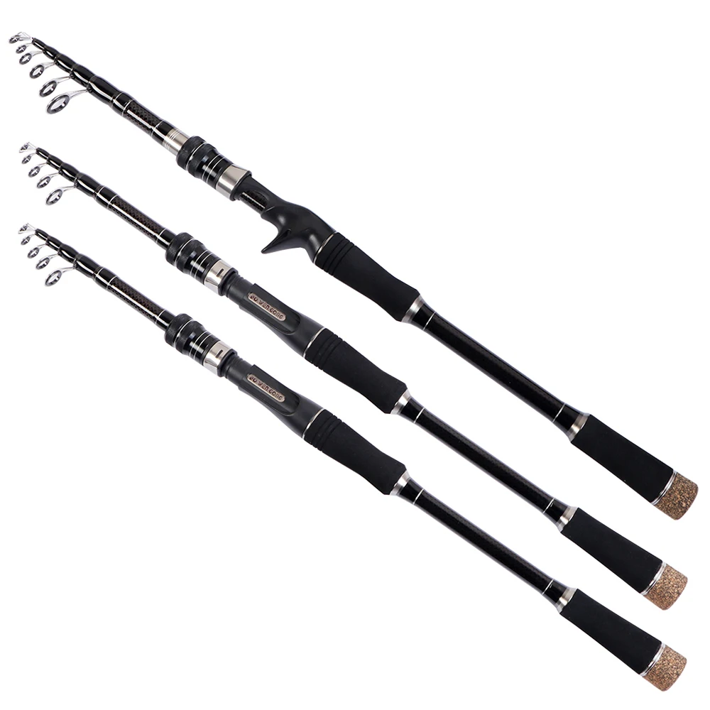 

New Carbon Fiber Spinning Casting Rods Telescopic Lure Rod 1.8M 2.1M 2.4M 2.7M 3.0M Fishing Pole Tackle Closed Length 57-62cm