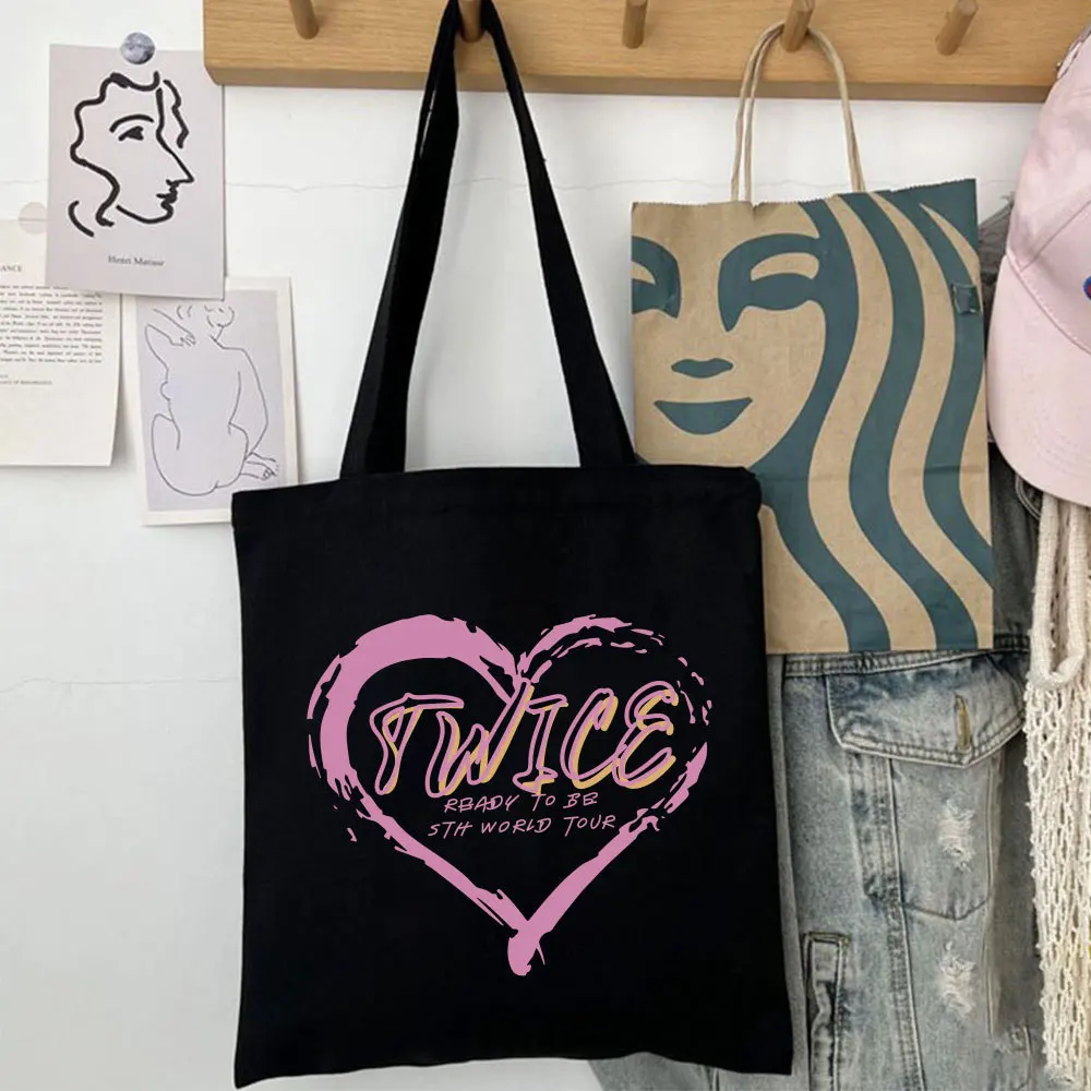 Kpop двухслойная Холщовая Сумка на плечо с принтом Nayeon Jeongyeon Momo Sana Love вместительная