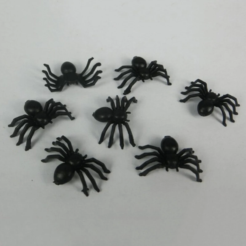 

50 Pcs Useful Plastic Black Spider Halloween Decoration Festival Supplies Funny Prank Toys Decor Realistic Prop