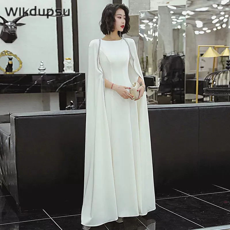 

Накидка, вечернее платье, мусульманское, Дубайский, арабское, свадебное, вечернее платье, платье для выпускного вечера, официальное, белое, э...