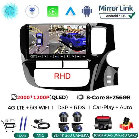 9-дюймовый Android 14 для Mitsubishi Outlander 3 GF0W GG0W RHD 2012-2018 Автомобильный радиоприемник Авторадио Навигация GPS ADAS SWC Мультимедиа 4G