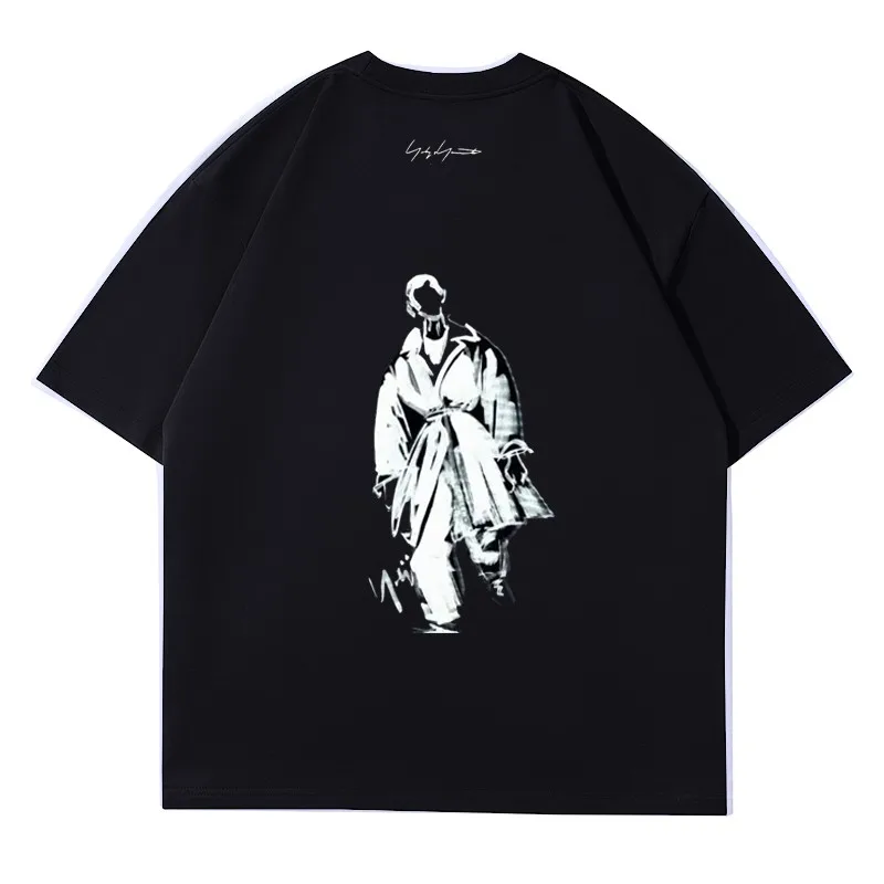 

Летняя мужская футболка Y-3 Yohji Yamamoto 2023, Повседневная хлопковая футболка с коротким рукавом и рисунком масляной живописи в стиле граффити для мужчин и женщин
