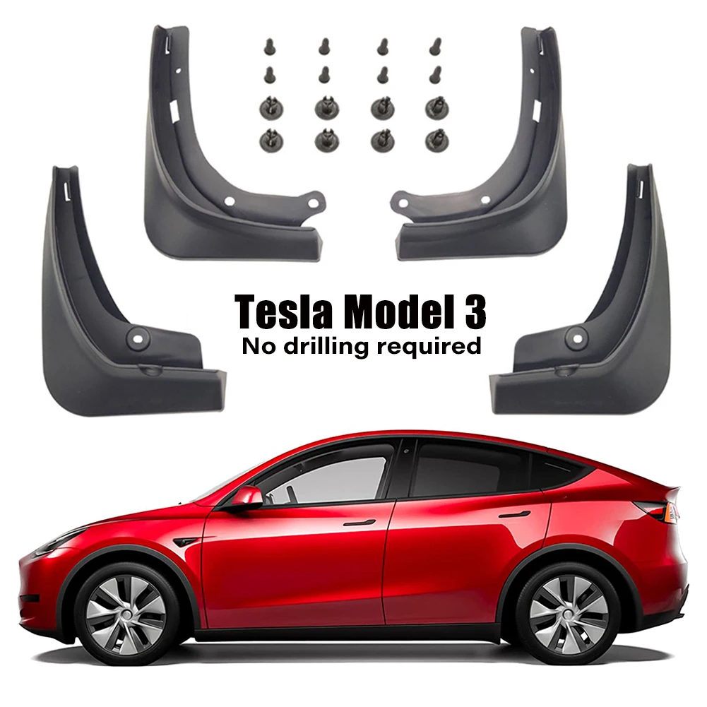 Брызговики из углеродного волокна Tesla Model 3 черные матовые 2022 |