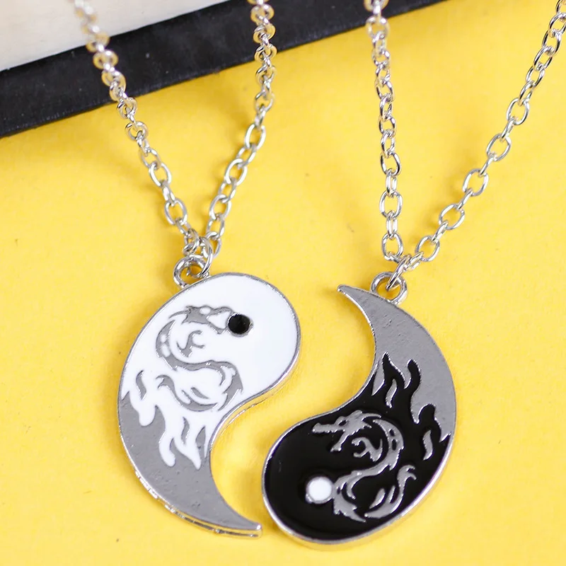 

Dragon Tai Chi Couple Necklaces For Women Men Lovers Best Friends Vintage Yin Yang Pendant Necklace Jewelry Accessories Gifts