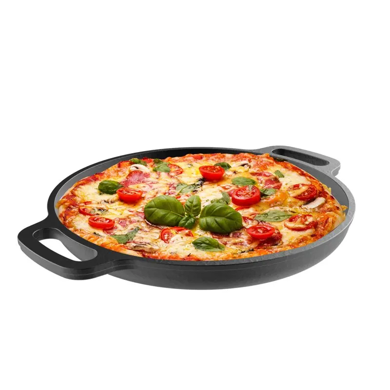 

13.25-Inch Pre-Seasoned Cast-Iron Cooking and Pizza Pan