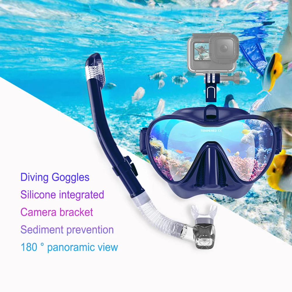

3D Underwater Snorkeling Swimming Mask Set Scuba Diving Respirator Masks Anti Fog Safe Breathing Tube for Adult