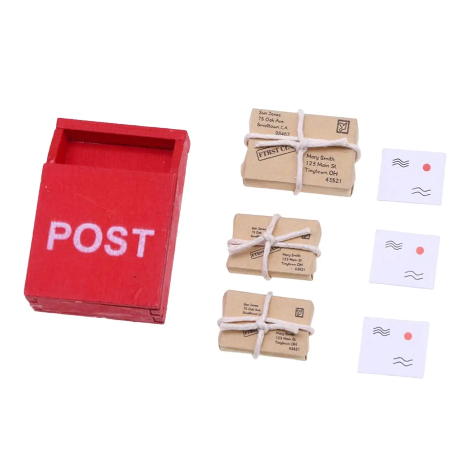 

Simulated 7 Pieces Mini 1:12 Doll House Miniature Mini Mailbox Parcel Cards Ornaments Home Decoration Accessories Role Playing