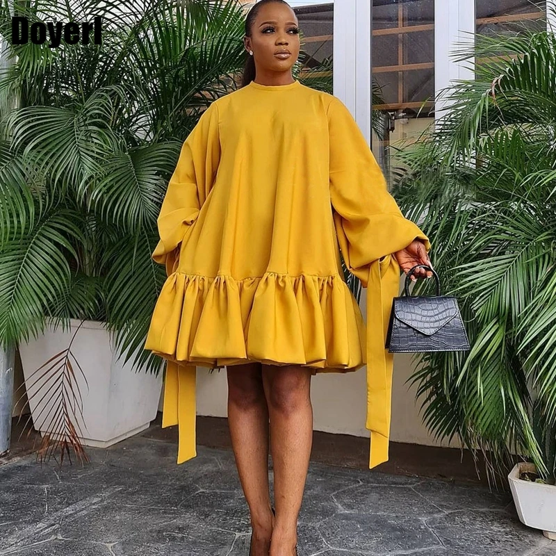 

Loose Casual Dress Women Plus Size Oversized Shirt Dress Mini Pullover Puff Long Sleeve Elegant Autumn Party Dress Streetwear
