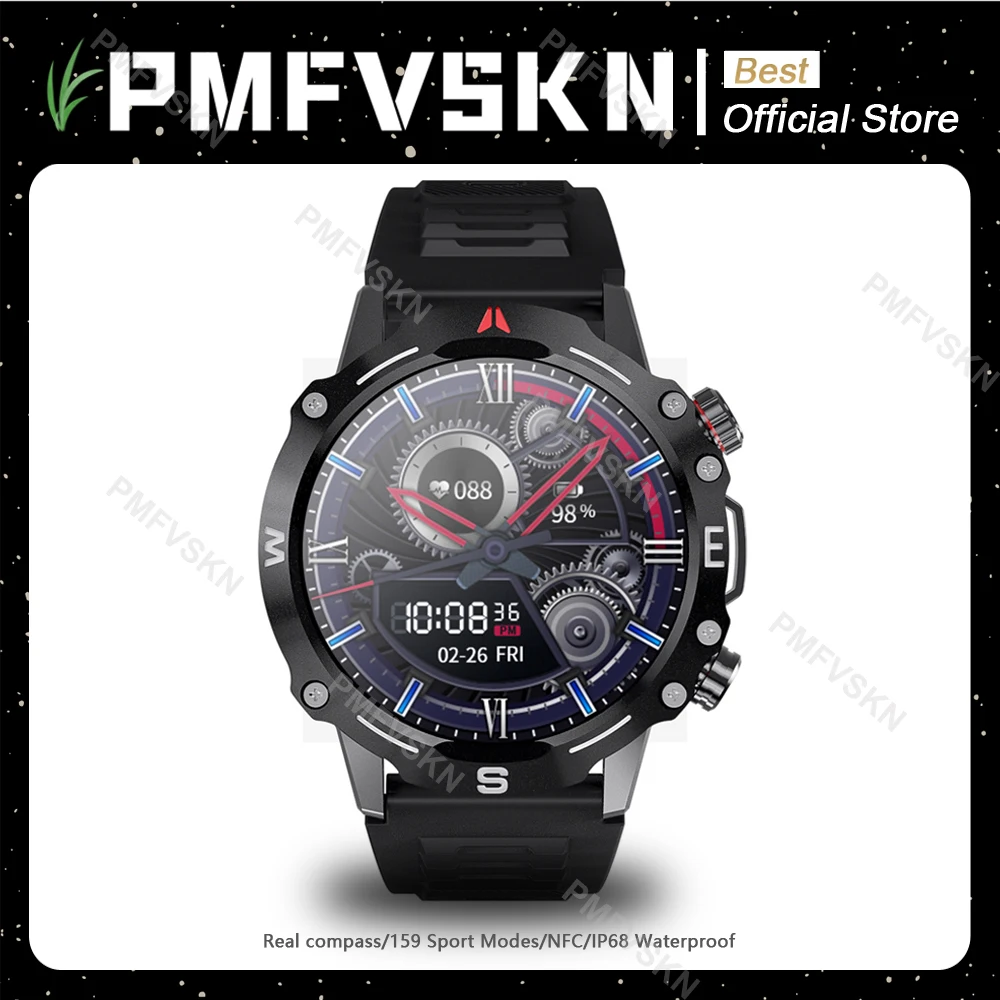 

2023 Men Smart Watch HD 380mAH IP68 Waterproof Smartwatch 159 Sport Modes Heart Rate Blood Oxygen NFC GPS Compass Sport Watch