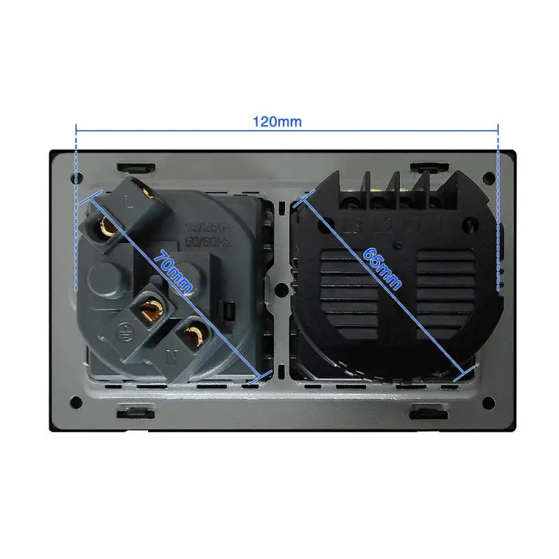 

Штепсельная вилка черного цвета из закаленного стекла, 90-250 в