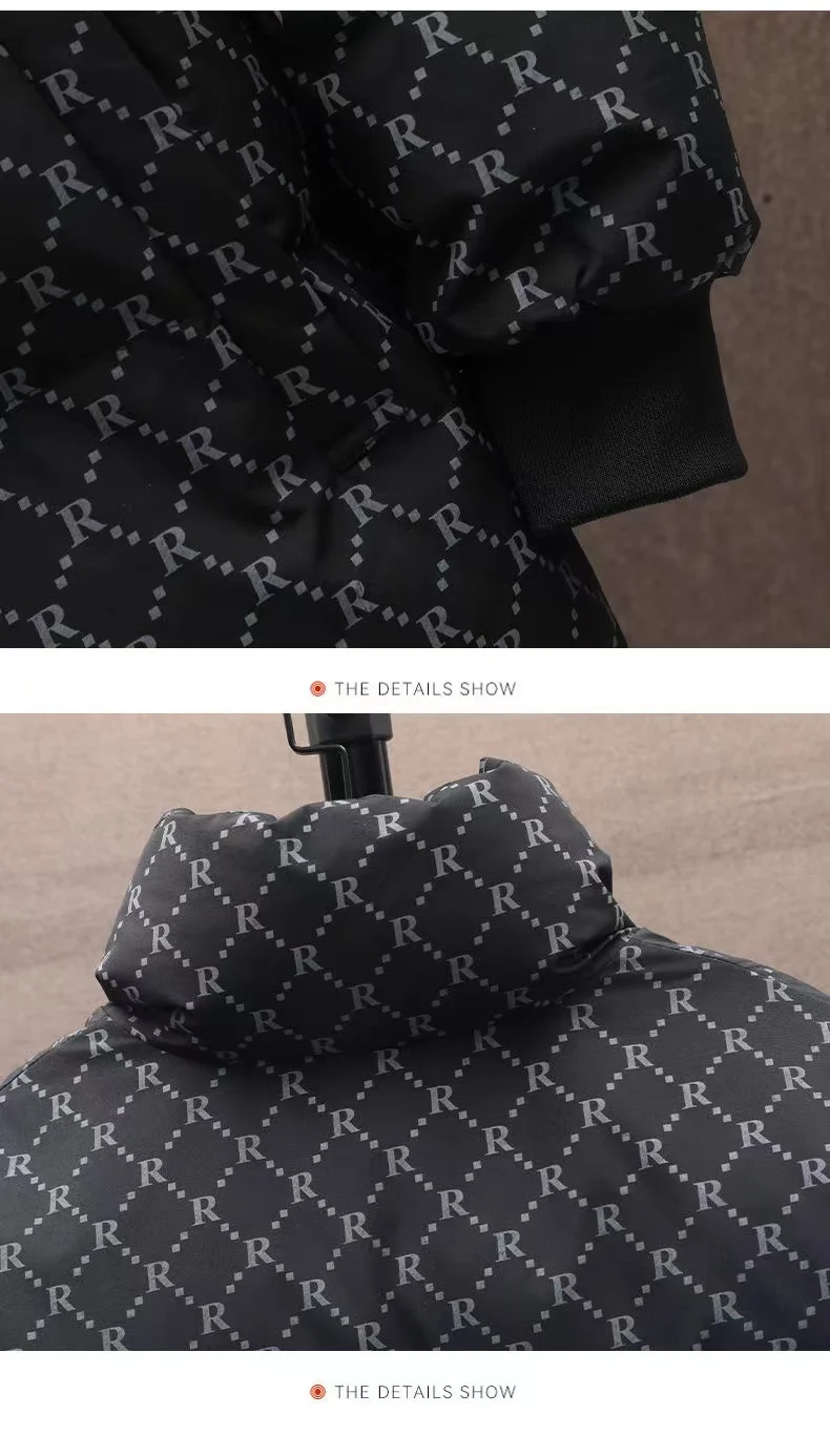 Casual Trend Mens Wear Winter Cotton Padded Jacket Loose Thermal Coat Thickened Male Coat Large Size 150kg Velvet Winter Clothes