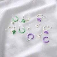 6pcsset creative new color butterfly stud earrings set simple candy color butterfly sample ins style earrings wholesale