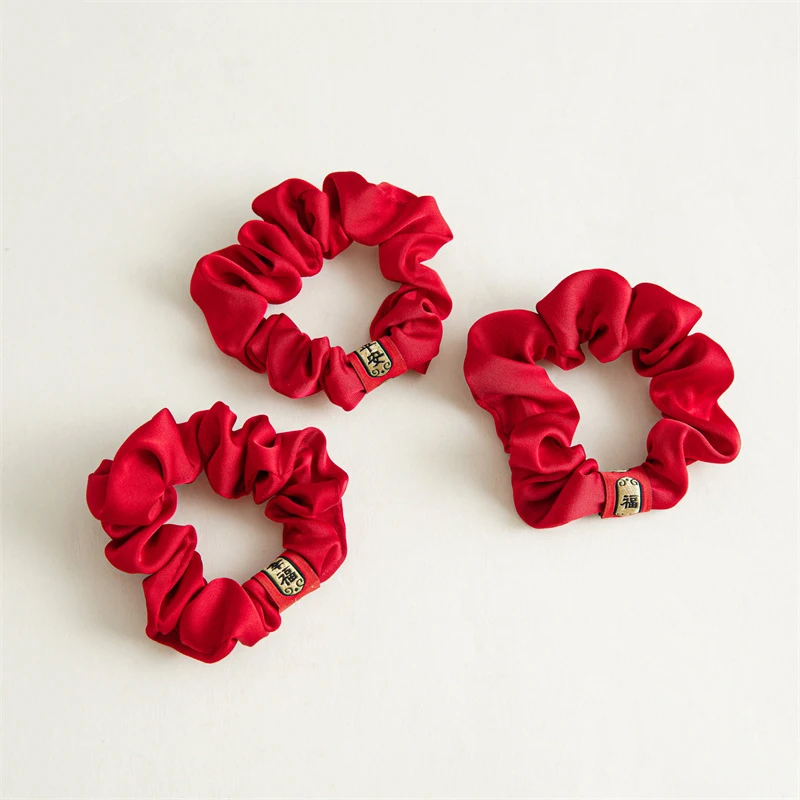 

Red New Year Hair Ring Large Intestine Hair Ring Festive Temperament Elastic Scrunchies Ponytail Holders Women Hair Accessories