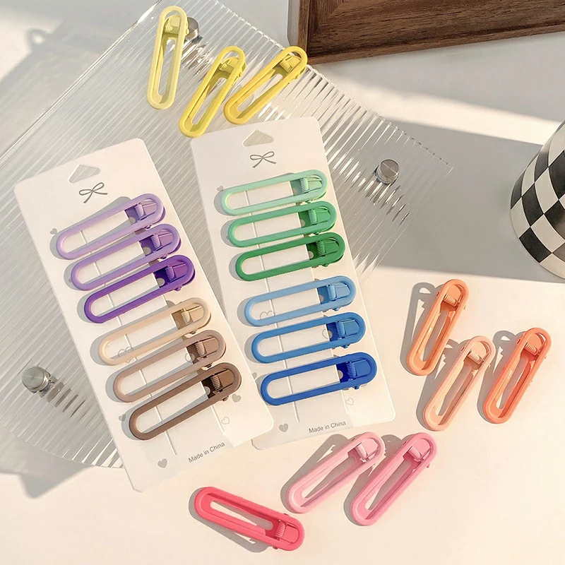 

3pcs/set Fashion Geometric Hair Clips for Women Girls Simple Candy Duckbill Clips Bangs Hairpins Barrettes Hair Accessories