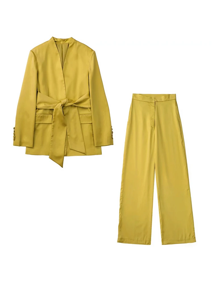 

Женские Брючные костюмы из 2 предметов, модные однотонные пальто и брюки, женская элегантная уличная одежда, лето 2022