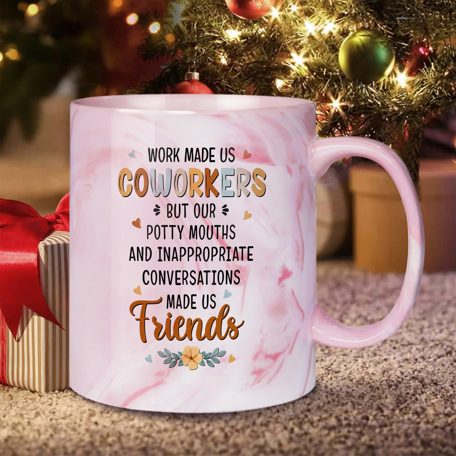 Керамическая кружка из розового мрамора для женщин коллег подарок США кофе или