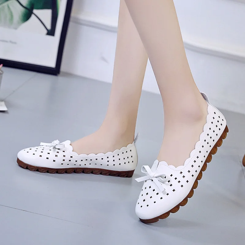 

2023 Hot Sale Women's Shoes Slip-on Women's Flats Summer Casual Flat Women Solid Hollow Out Butterfly-knot Shoes Female Zapatos