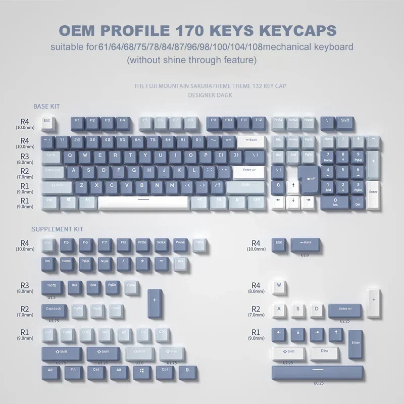 170 клавиши Rain Theme PBT двойные колпачки для клавиш OEM набор профилей колпачок с