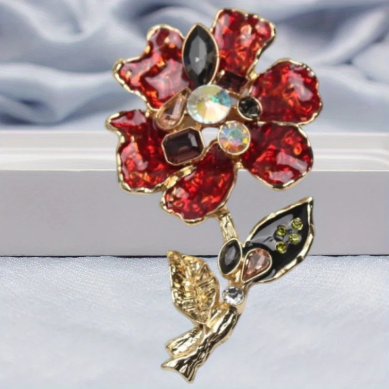 Модные элегантные блестящие броши в виде цветка мака для женщин и девушек