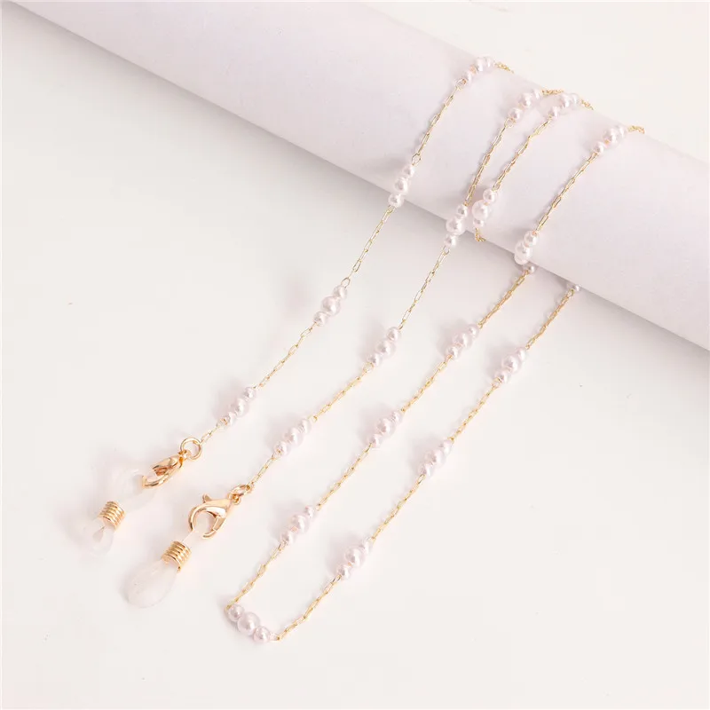 Ожерелье-цепочка для очков позолоченный шнур с хрустальными бусинами защиты