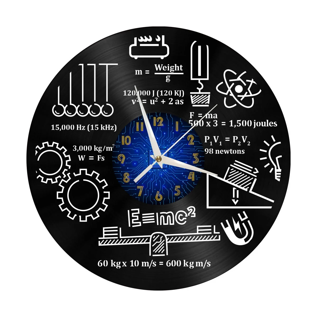 

Physics Research Vinyl Wall Clock, Vinyl Record Clock Wall Art Silent & Non-ticking