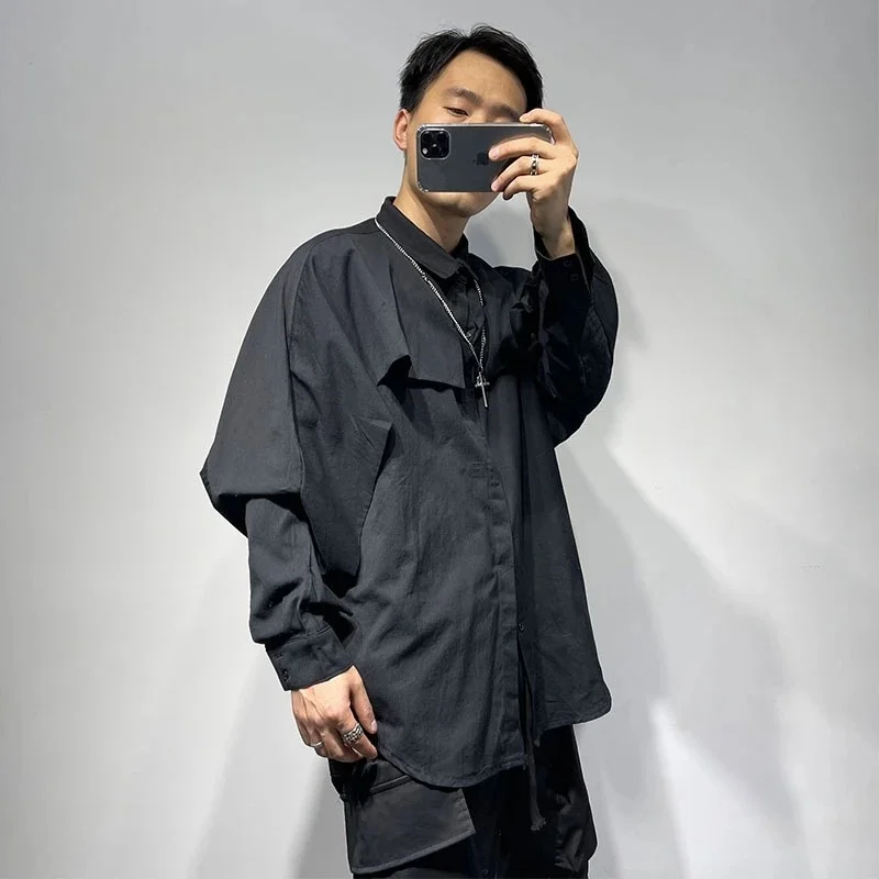 Men's Fake Two Shirts 2022 Autumn New Youth Dark Department Large Loose Designer Harajuku Fashion Casual Shirt