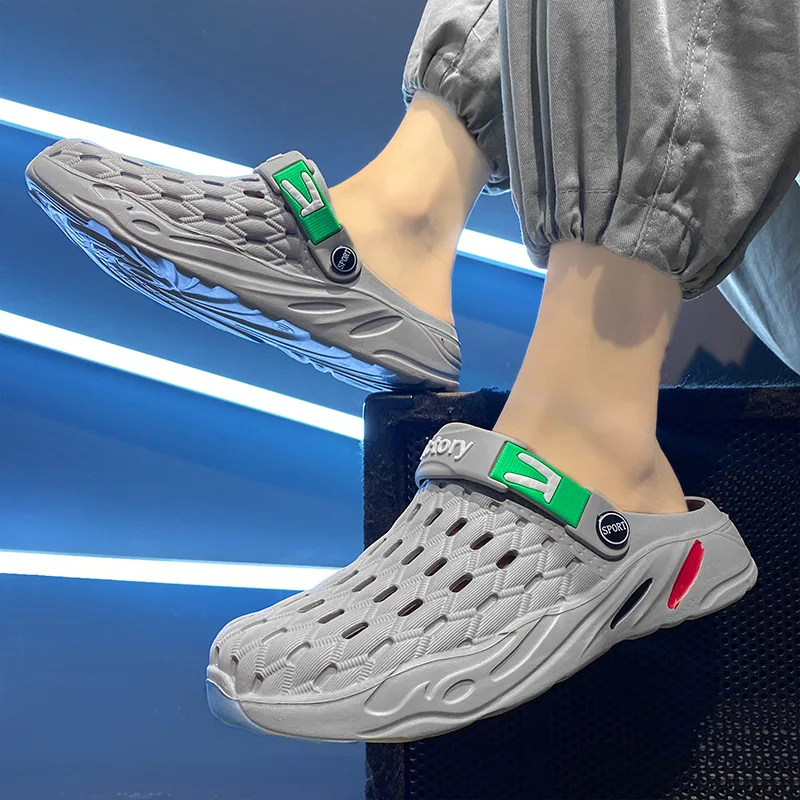 Мужские сандалии с дырками повседневные Нескользящие на толстой подошве