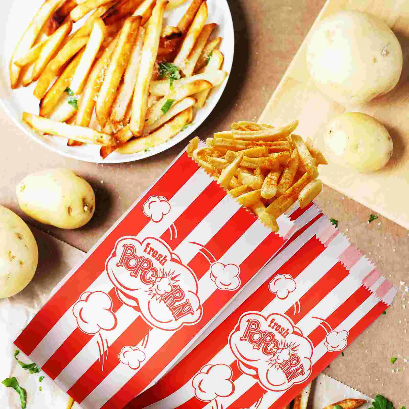 100 шт. упаковочная сумка для попкорна большие бумажные индивидуальные пакеты еды