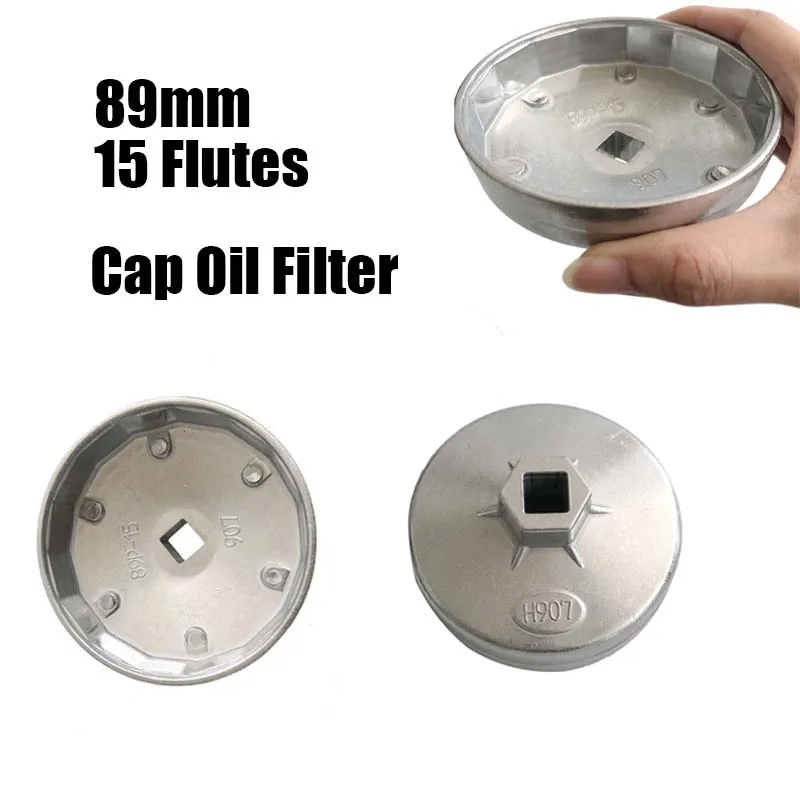 Oil Filter Wrench Auto Socket Remover Tool Aluminum 1/2 Square Drive 89mm 15 Flutes End Cap For ISUZU Honda Mitsubishi CIVIC 907